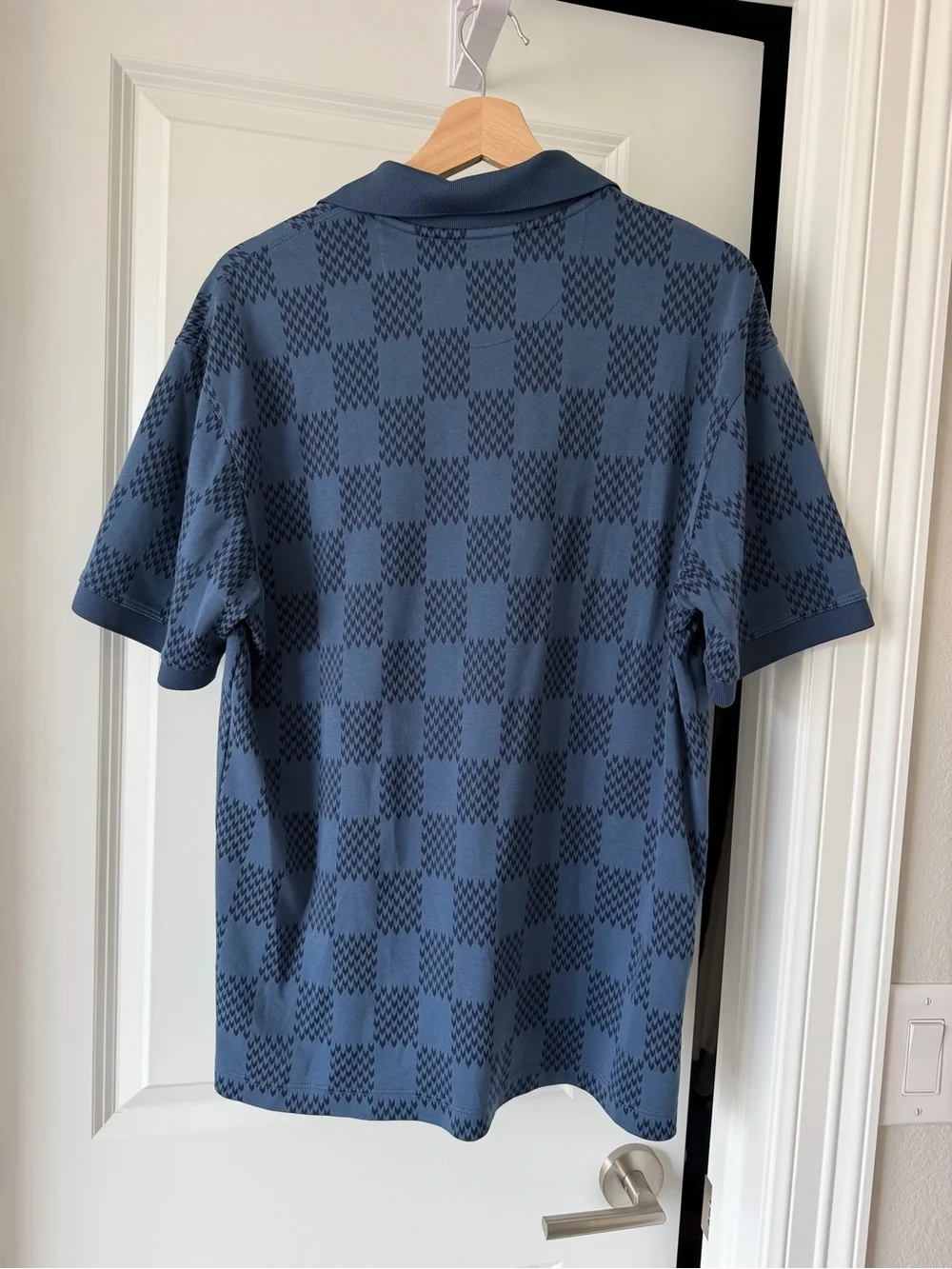 BAD BIRDIE “Chess Day” Men's Blue Checker Polo Shirt